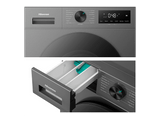 Lavadora carga frontal - Hisense WF1I9042BTP2, 9 kg, 1400 rpm, 15 programas, Tecnología Inverter, Función Vapor 99%, Inox, Gris