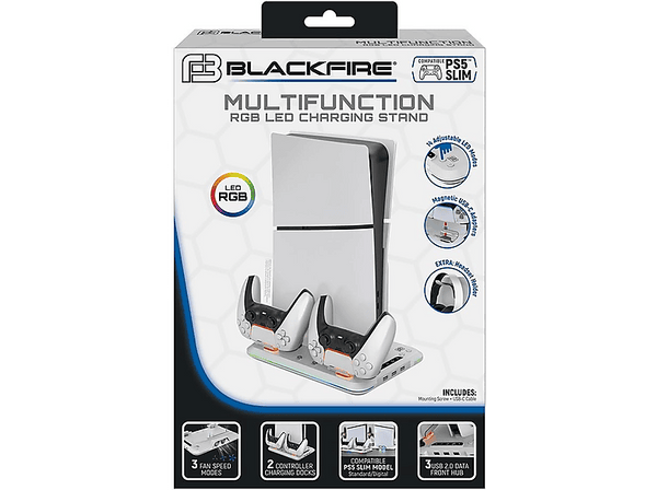 Accesorios PS5 - Ardistel Blackfire Multifunction RGB LED Charging Stand, Blanco