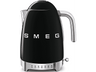 Hervidor de agua - Smeg KLF04BLEU, 1.7 l, Retro, 2400 W, Con cable, Acero inoxidable, Rotación 360º, Negro