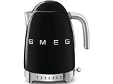 Hervidor de agua - Smeg KLF04BLEU, 1.7 l, Retro, 2400 W, Con cable, Acero inoxidable, Rotación 360º, Negro