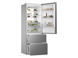 Frigorífico combi - Haier HTW7720CNMM, No Frost, 200.6 cm Altura, 486L, 3 Puertas, WiFi+Bluetooth, Inox Platino