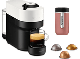 Cafetera de cápsulas - Krups Vertuo Pop, Incluye Travel Mug, 0.56l, 1500W, 4 tipos de Café, Blanco