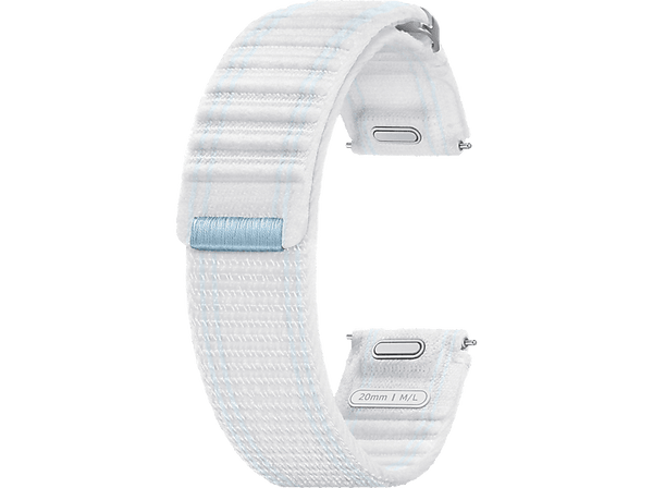 Correa - Samsung Fabric Band, Para Samsung Galaxy Watch7, Tela y Velcro, Fácil ajuste, Talla M/L, Blanco y Azul