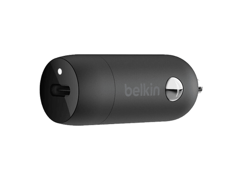 Cargador USB para coche - Belkin CCA004btBK, Dispositivos con carga USB-C, Carga rápida 30 W, Tecnología PPS, Negro