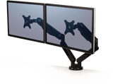 Brazo para monitor doble - Fellowes Platinum Series, Rotación 360º, USB, Negro