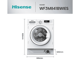 Lavadora integrable - Hisense WF3M841BWIES, 8 kg, 1400 rpm, 15 programas, Secado Allergy Care, Clase A, Blanco