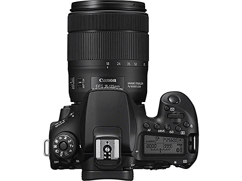 Cámara réflex - Canon EOS 90D, CMOS 32.5 MP, 4K, Wi-Fi, Bluetooth, Negro + EF-S 18-135mm f/3.5-5.6 IS USM