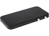 Cocina eléctrica - Jata JEVI1470, 2800W, Portátil, 2 placas inducción, Zona grande 16 cm, Superfície 4mm, Negro