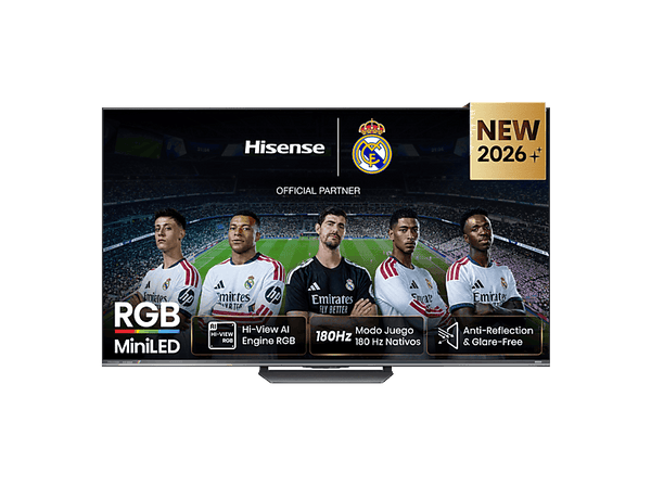 TV RGB Mini LED 55" - Hisense 55UR8S, UHD 4K, Hi-View AI Engine RGB, Modo Juego, Pantalla Antirreflejos, Dolby Vision IQ, Full IA, Gris Carbón.