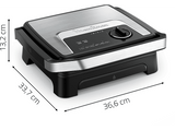 Sandwichera - Moulinex GI272D10, 2000 W, 2 en 1, Grill & sandwichera, Antiadherente, 4 a 6 raciones, Inox