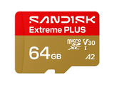 Tarjeta Micro SD - SANDISK Extreme PLUS, 64 GB, Hasta 200 MB/s de lectura, 5K y 4K UHD, V30, A2, U3, UHD-I, Adaptador SD, Oro