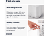 Deshumidificador - De'Longhi Tasciugo Aria Dry DDSX225, Extrae 21 l/día, Capacidad 2 l, Superficie 90m³, Función swing, Anticongelante, LCD, Blanco