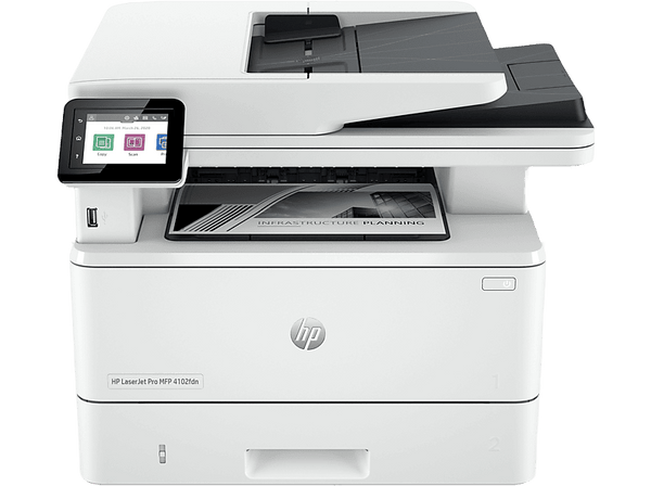 Impresora multifunción - HP LaserJet Pro 4102fdn, 40 ppm, Doble cara, Fax, HP Smart, Blanco