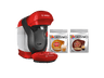 Cafetera de cápsulas - Bosch Tassimo Style TAS113EC, 3.3 bar, 0.7 l, 1.400 W, Intellibrew, Regalo 2 Packs Café Marcilla, Sostenible, Rojo