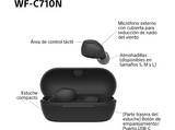 Auriculares True Wireless - Sony WFC710NB, Cancelación de ruido (Noise cancelling), Estuche carga rápida (40h), Inalámbricos, ANC, Bluetooth, Negro