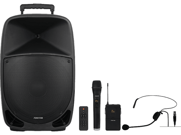 Altavoz bluetooth - Fonestar MALIBU-315, 50W, Bluetooth, 16h Autonomía, Dos micrófonos incluidos, Negro
