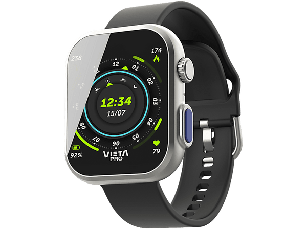Smartwatch - Vieta Extrem 3, AMOLED 1.96", Aleación de zinc, Bluetooth, Autonomía 240 h, IP67, Negro