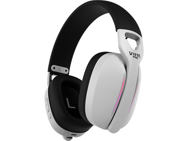 Auriculares inalámbricos - Vieta Pro Nova, Circumaurales, Bluetooth, 40h Autonomía, Super baja latencia, LEDs RGB, Multiplataforma, Blanco