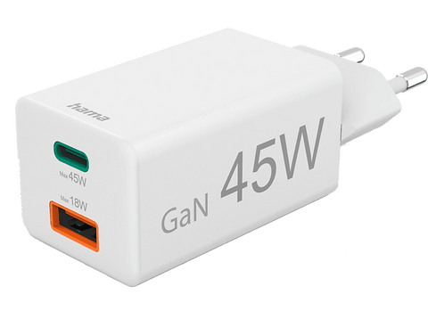 Cargador - Hama 00201993, USB-C+USB-A, Universal, 45W, 220V,  Blanco