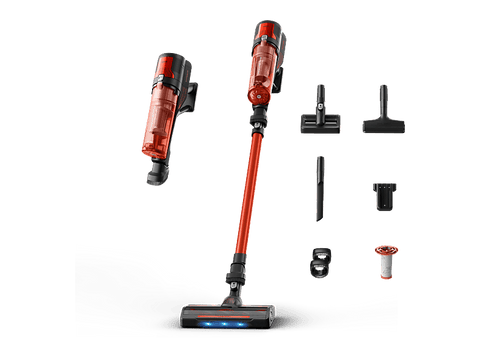 Aspirador escoba - Rowenta  X Force 8.80 RH1872E, 250 W, Potencia succión 100 AW, 1.3 kg, 60 min autonomía, 0.44 l, Ligera, Especial Mascotas, Rojo