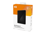 Disco duro externo 2 TB - Western Digital WD My Passport, Portátil, HDD, USB 3.2, Funciona con Chromebook, Negro
