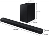 Barra de sonido - Samsung HW-C450/ZF, Bluetooth, Subwoofer inalámbrico incluido, 25W, Sonido Inteligente Lite, Modo Juego, Negro