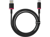 Cable USB - Baseus Dura, USB a USB-C, 100 cm, 60W, Carga rápida, Ultrarresistente, Negro y Rojo