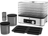 Deshidratador de alimentos - WMF KITCHENminis Snack to go, 250W, Ajuste de temperatura, 5 Estantes,Temporadizador programable, LCD, Acero Inox.
