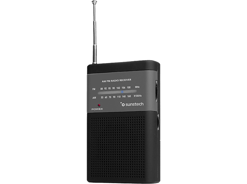 Radio - Sunstech RPS42BLISBK, Sintonizador analógico AM / FM, Jack 3.5 cm, Antena telescópica, Negro