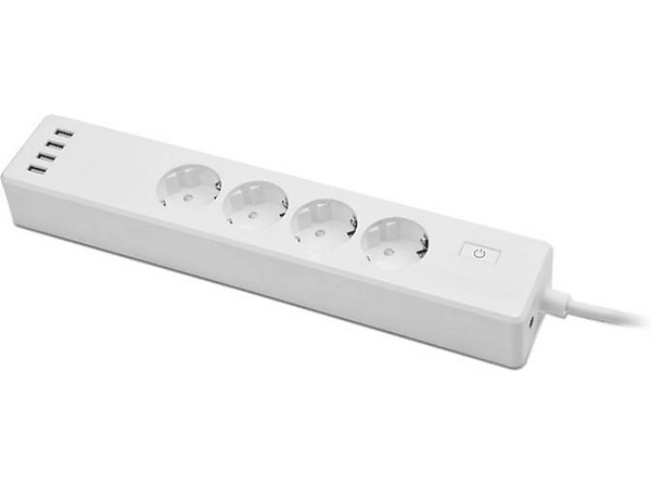 Enchufe inteligente - muvit iO MIOSTR001, Regleta inteligente, WiFi, 4 tomas de corriente y 4 USB, Blanco