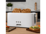 Tostadora - Cecotec Toast&Taste 16000 Extra White, 1630W, 2 ranuras largas extraanchas, 4 tostadas, Soporte para panecillos, Acero inox, White