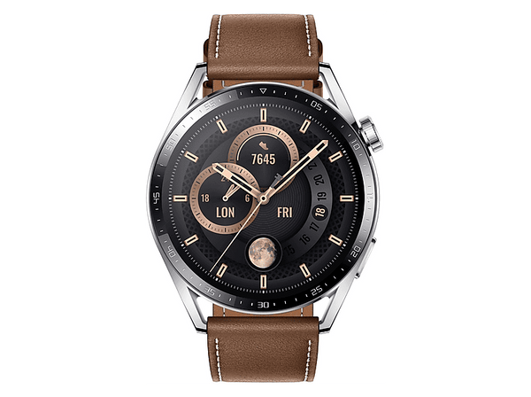 Smartwatch - Huawei Watch GT3 46mm Classic, 14 días, ritmo cardiaco 24h, SPo2, IA+100 deportes, Acero, Marrón