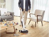 Fregona Eléctrica - Rowenta X-Clean 12 GZ7257, Tenología Wet & Dry, Gran Autonomía, Autolimpieza y secado automático, 21 k Pa, Fregado 550 rpm, Blanco