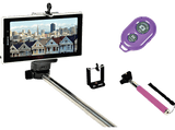 Palo con bluetooth para selfies compatible con tabletas y smartphone - Ziron, negro, 2 soportes