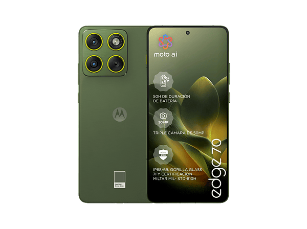 Móvil - Motorola edge 70, Bronze Green, 512 GB, 12 GB RAM, 6.67 " Super HD pOLED AMOLED, Snapdragon® 7 Gen 4, 5200 mAh