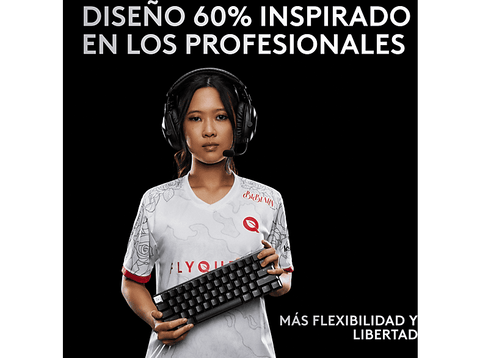 Teclado gaming - Logitech G Pro X 60, Inalámbrico, Lightspeed-Bluetooth, RGB Lightsync, Interruptores ópticos, Teclas PBT-Personalizables, PC, Negro