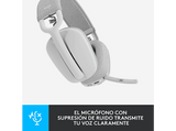 Auriculares inalámbricos - Logitech Zone Vibe 100, Bluetooth, Micrófono con supresión de ruido, 18hs de autonomía, PC/Mac, Altavoces 40 mm, Blanco