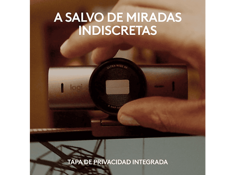 Webcam - Logitech MX Brio, Ultra HD 4K, Corrección de iluminación automática, Autoencuadre, Micrófonos/reducción de ruido, Tapa de privacidad, Negro