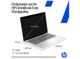 Portátil - HP OmniBook 5 NGAI 14-he0000ns Copilot+ PC, 14 2K, Snapdragon X1-26-100 45 TOPS, 16GB RAM, 512GB SSD, Gráficos Adreno™, W11 Home, Plata