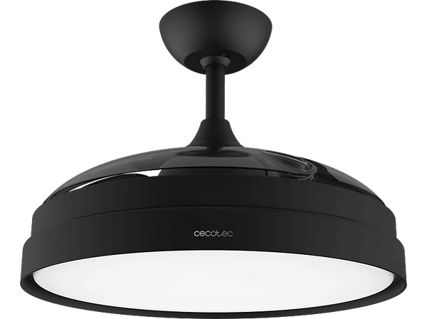 Ventilador de techo - Cecotec EnergySilence Aero 4280 Invisible Black, 40W, 106 cm, 6 velocidades, Aspas retráctiles, 3 tonos luz, Temporizador, Black
