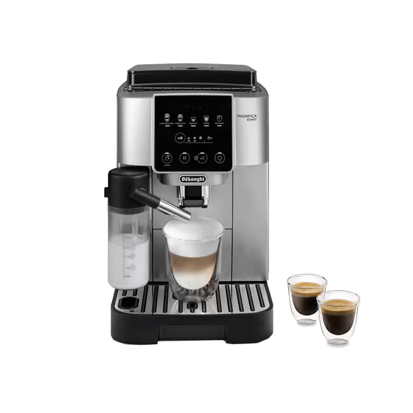 Cafetera superautomática - De'Longhi Magnifica Start Milk, 15 bar, 1450 W, 2 tazas, Pantalla táctil, Plata