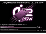 Powerbank - Baseus PicoGo AM52, 10000 mAh, 45 W, Qi2.2 de 25W, USB-C, Carga inalámbrica, Carga rápida, Multidispositivo, Certificado CCC, Dark Cherry