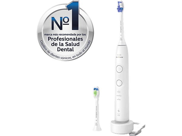 Cepillo eléctrico - Philips Sonicare 6500 HX7410/02, Tecnología sónica, Sensor de presión, 3 modos, 3 intensidades, Blanco