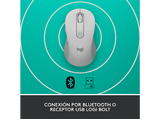 Ratón inalámbrico - Logitech Signature M650, Para manos grandes, Bluetooth-USB, Clics silenciosos, Windows, macOS, Personalizable, Blanco