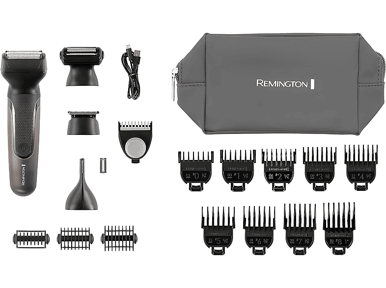 Afeitadora corporal - Remington One Total Body, 4 accesorios, 14 peines, Autonomía 60 min, Negro