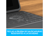 Funda con teclado -  Logitech Rugged Folio, QWERTY, Español, USB Tipo C, Negro