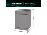 Lavavajillas - Hisense HS673A90X, 16 servicios, 7 programas, 59.9 cm, Conectividad Wi Fi, Tercera bandeja, Inox