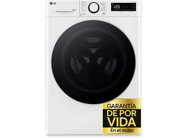 Lavadora secadora - LG F4DR6009A1W, Serie 600, 9 kg / 6 kg, 1400 rpm, 12 programas, AI Direct Drive™,  TurboWash™360˚, Blanco