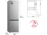 Frigorífico combi - LG GBV5240APY, No Frost, 203 cm, 387 l, Inox antihuellas