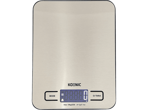 Balanza de cocina - Koenic KKS 10121 M, Hasta 10 kg, Función tara, Pantalla LCD, Plata